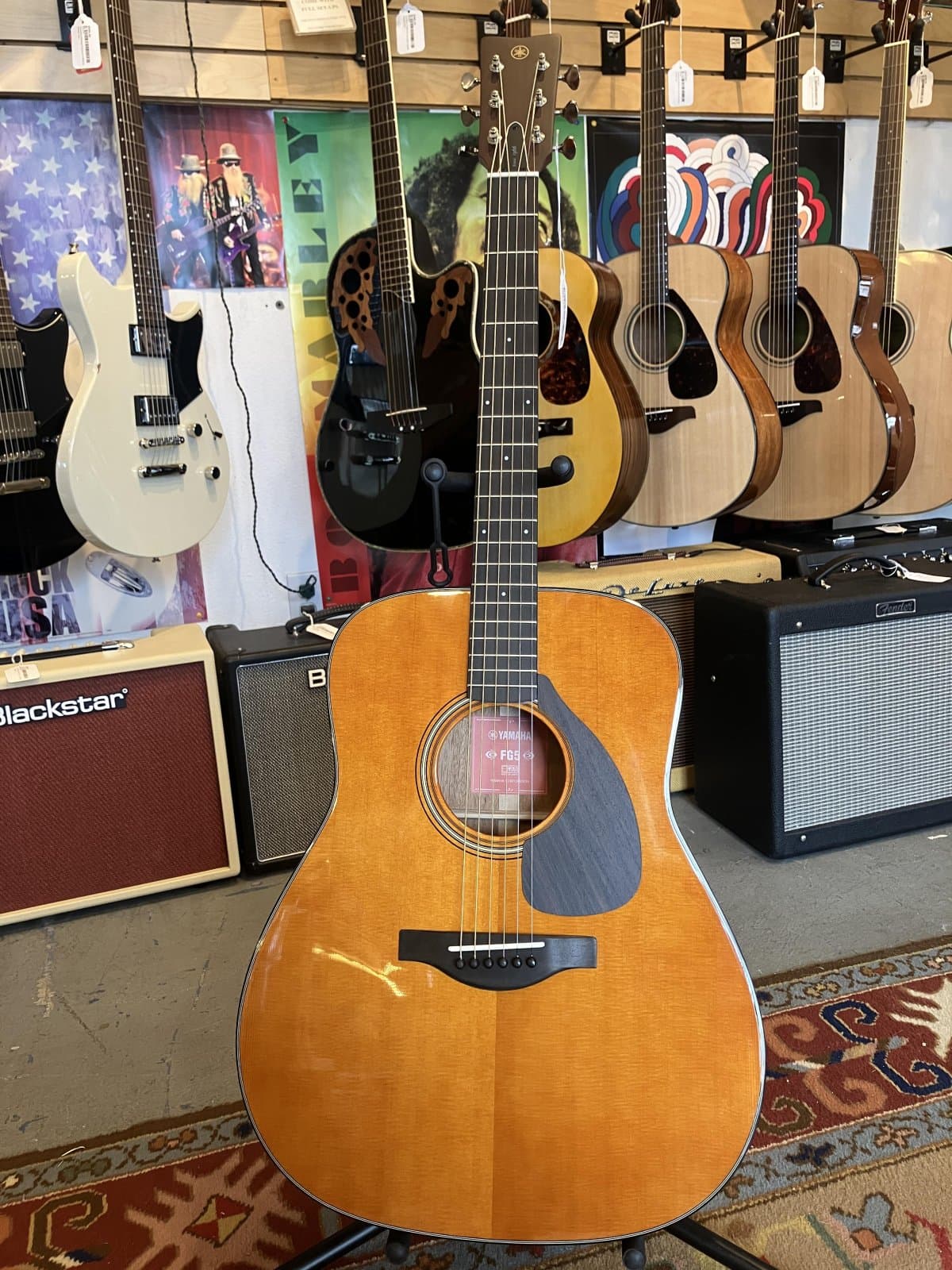 Yamaha FG5 Red Label Acoustic Guitar - Natural Finish - With Hardshell Case