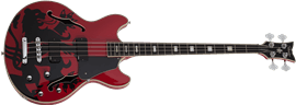 Schecter DIAMOND SERIES Simon Gallup Corsair Red 4-String Electric Bass Guitar