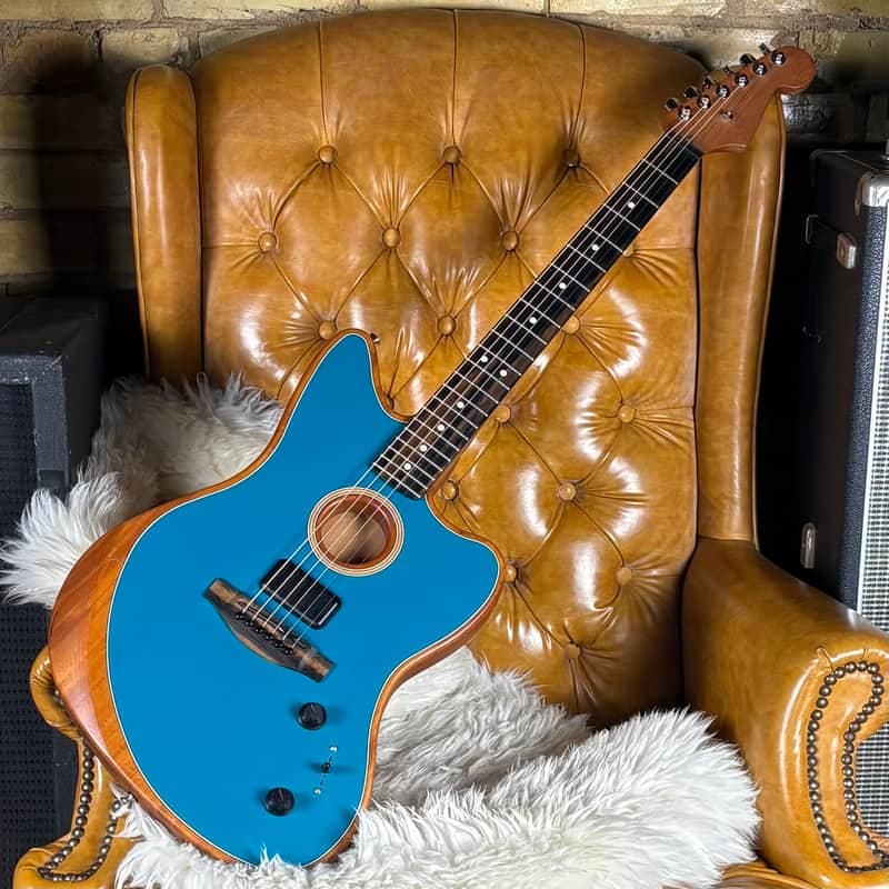 2022 Fender American Acoustasonic Jazzmaster Ocean Turquoise Made In USA Acoustic Electric Guitar!