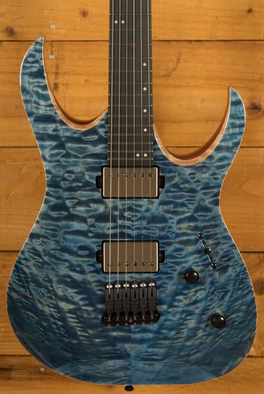 Mayones Duvell Elite 6 - Ebony - Light Blue Spirit Gloss
