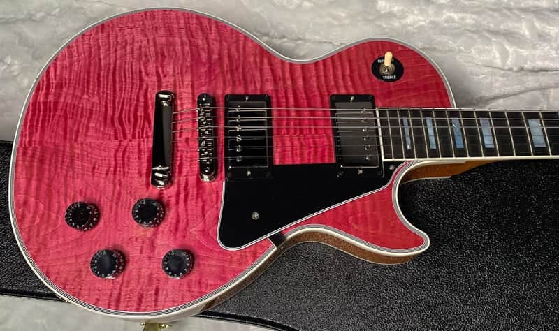 NEW! Gibson Dealer Select Custom Shop Les Paul Custom AAA Super Curly Figured Top - Transparent Pink - Authorized Dealer - WOW! 8.8 lbs - G07451