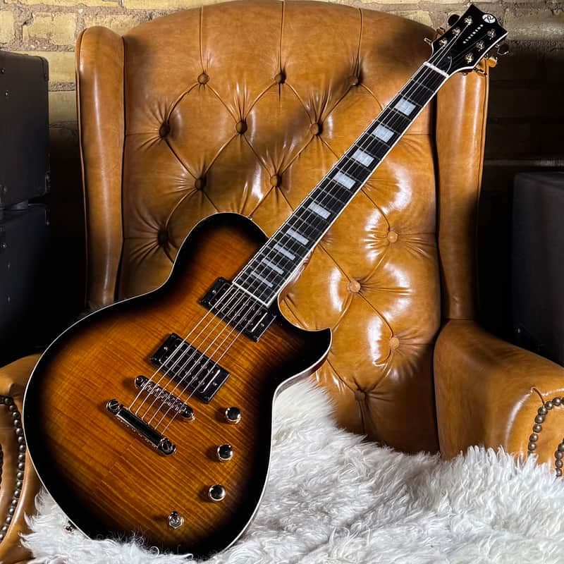 Reverend Roundhouse RA FM Transparent Coffee Burst Flame Maple Set Neck Series Electric Guitar W/ Railhammer Hyper Vintage Pickups!