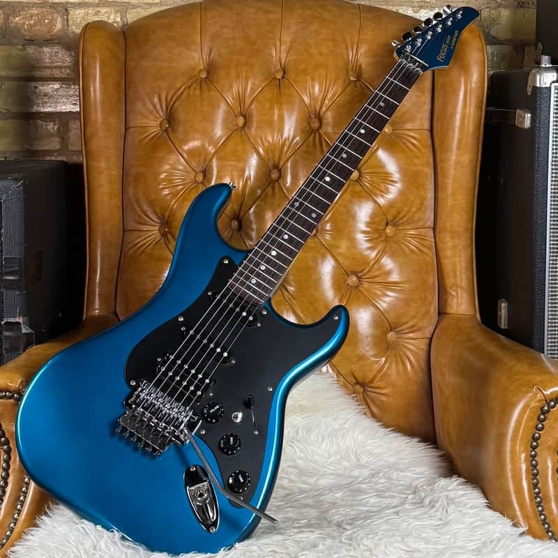 1980s Kramer Focus 3000 Candy Blue Metallic Vintage MIJ Made In Japan Electric Guitar W/ Hardshell Case!