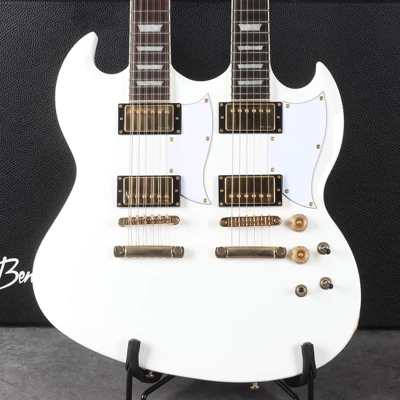 Harley Benton DC Custom II Twin Neck - White - 2nd Hand