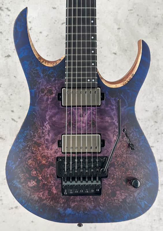 Mayones Duvell Elite Pro 7 Baritone 26,5 - Dirty Purple Blue Burst Satin