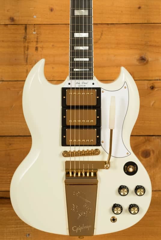 Epiphone IGC 1963 Les Paul SG Custom w/Maestro Vibrola - Ebony - Classic White