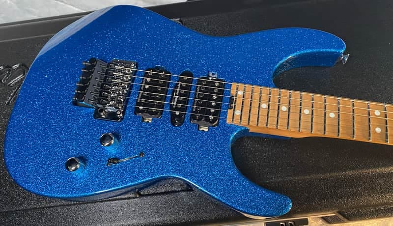 NEW ! Jackson Custom Shop Dinky HSH - Roasted Maple Neck & Fretboard - DK - Blue Sparkle - Authorized Dealer - 8.3 lbs - G06649