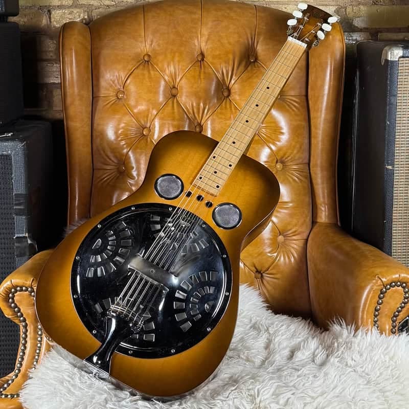 1991 Dobro Original Hound Dog Vintage Sunburst Gibson Made In USA Square Neck Resonator Acoustic Electric Guitar W/ Hardshell Case!